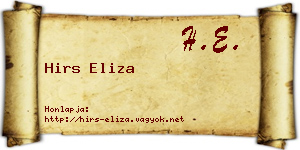 Hirs Eliza névjegykártya